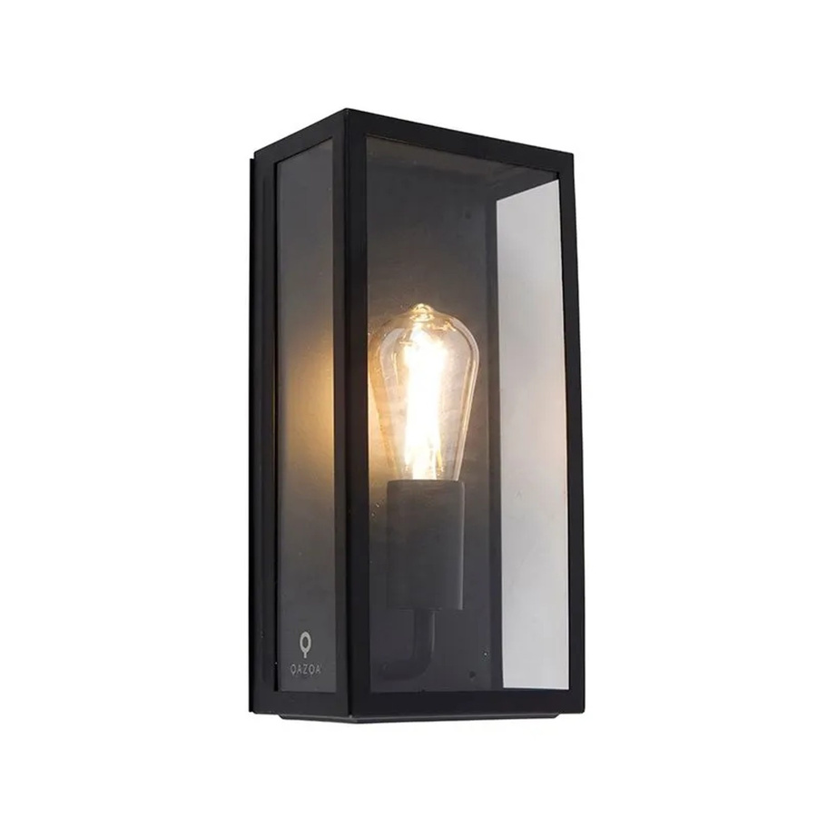 QAZQA Industrielle Außenwandlampe Rotterdam in Schwarz aus Edelstahl und Glas mit IP44 Schutzklasse, E27, dimmbar, B/H/T: 16,0 x 33,5 x 10,0 cm - Bild 2
