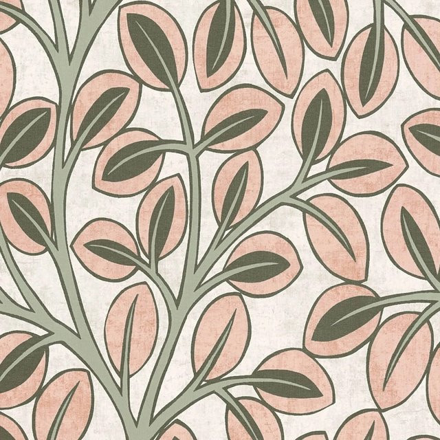 e-Delux Landhaus Tapete Floral in Grau, Rosa und Oliv-Grün, Vlies-Tapete, 0,53 m x 10,05 m - Bild 1