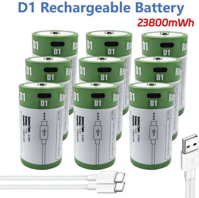 Rscrola D-Batterie Li-Ionen mit 23800mWh und USB-C Ladekabel in Grün - Bild 1