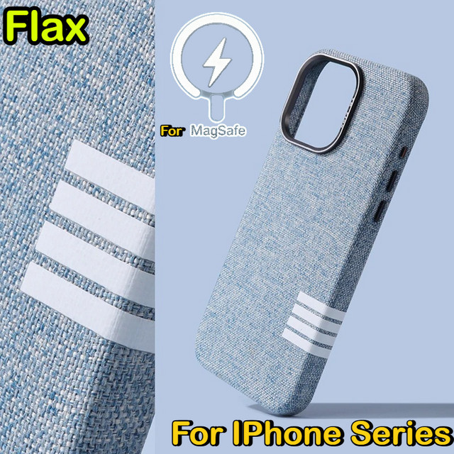 Apple MagSafe Schutzhülle aus Flax-Stoff mit Linsenschutz aus Legierung für iPhone 17 Pro Max, 15 Pro, 14 und 13 in Grau - Bild 1
