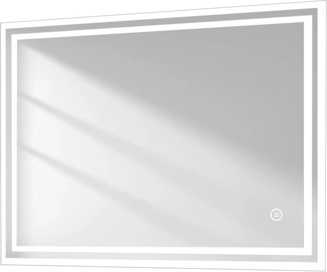 Emke Badspiegel mit LED-Beleuchtung und Touchschalter, Anti-Beschlag, dimmbar, Weiß, B: 60 cm, H: 80 cm - Bild 1