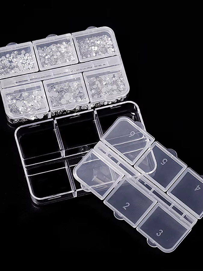 Transparente Kunststoff-Aufbewahrungsbox mit 6 Fächern als Organizer für Schmuck und Handwerk - Bild 4