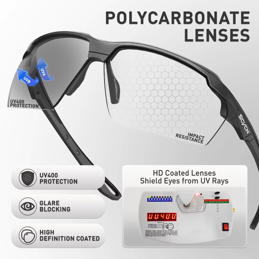 SCVCN Sportsonnenbrille, Unisex, black, selbsttönend - Bild 4
