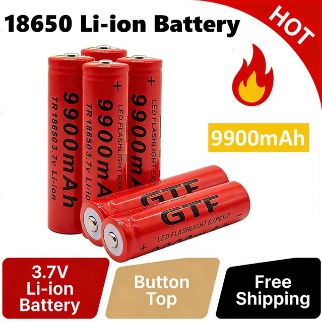 Rscrola Li-Ionen-Akku 18650, 3,7 Volt, 9900mAh, Farbe: Rot - Bild 1
