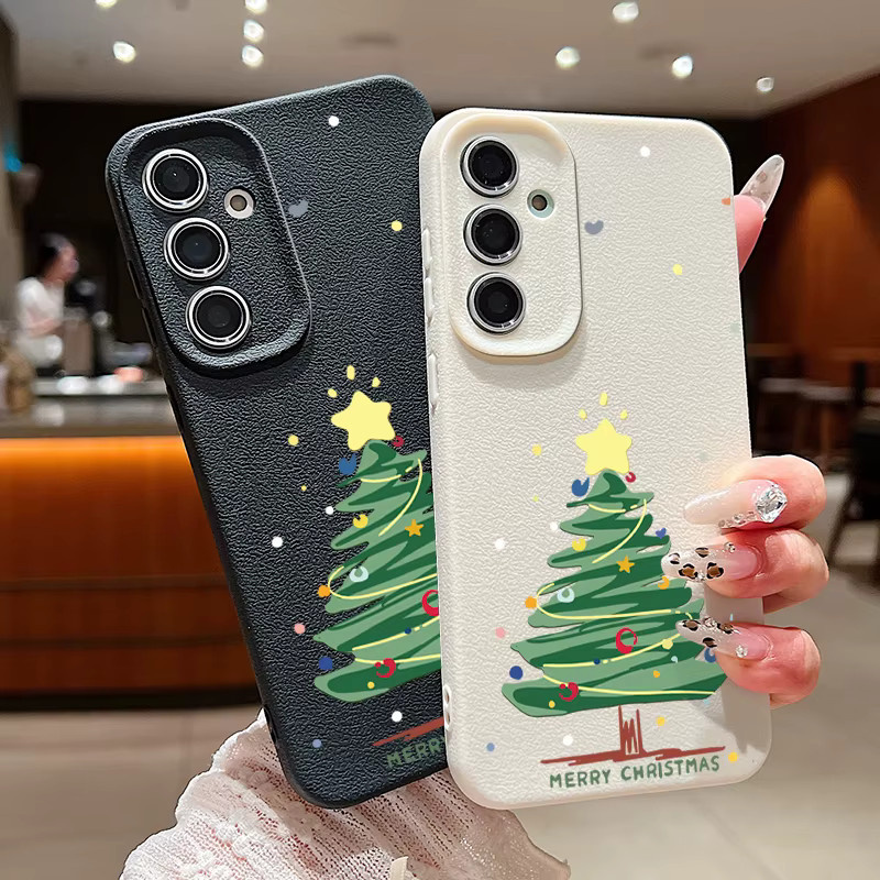Weihnachtsbaum Print Soft Cover Handyhülle für Samsung Galaxy S25 S24 S23 S22 Ultra Plus FE A56 A55 A54 A36 A26 A17 A16 A15 in Beige und Weiß - Bild 3