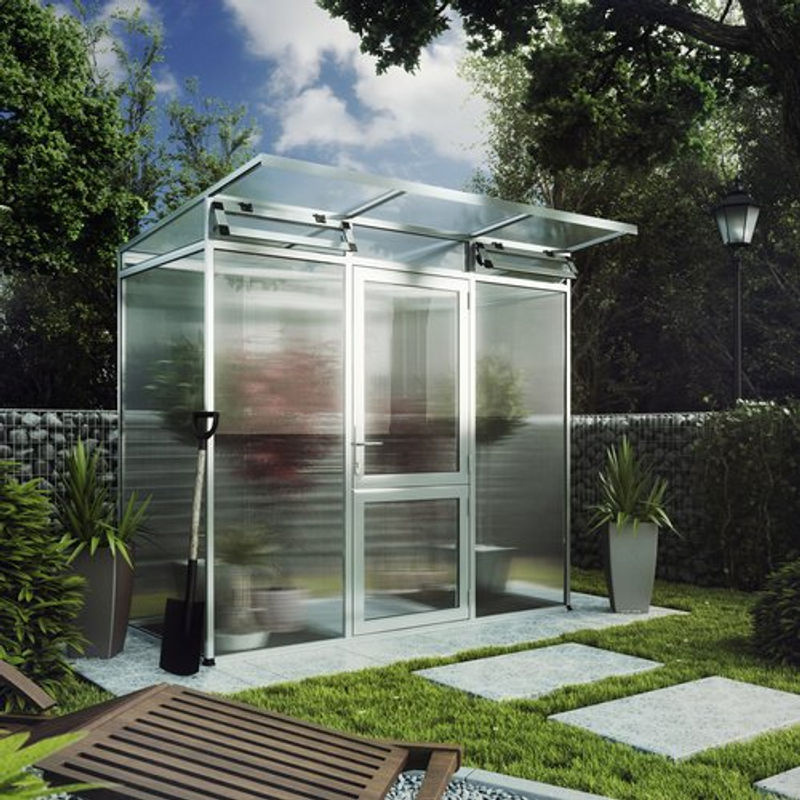 KGT Gewächshaus Linea in Silber mit 2,6 m² Fläche und 10 mm HKP - Bild 4