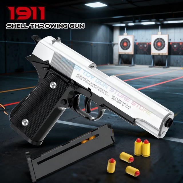 Automatische Colt 1911 Soft Bullet Toy Gun Air Gun, Schwarz, Kunststoff - Bild 1