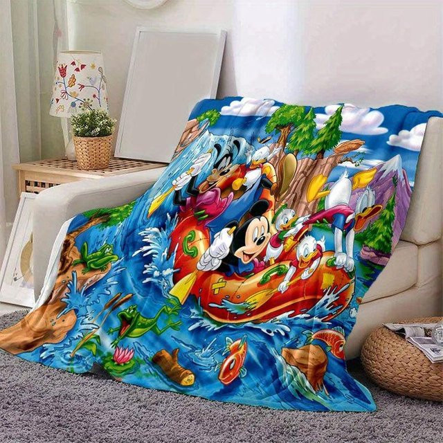 Mickey und Minnie Cartoon-Decke von Living Need F aus Flanell, Mehrfarbig, B/H: 80 x 120 cm - Bild 1