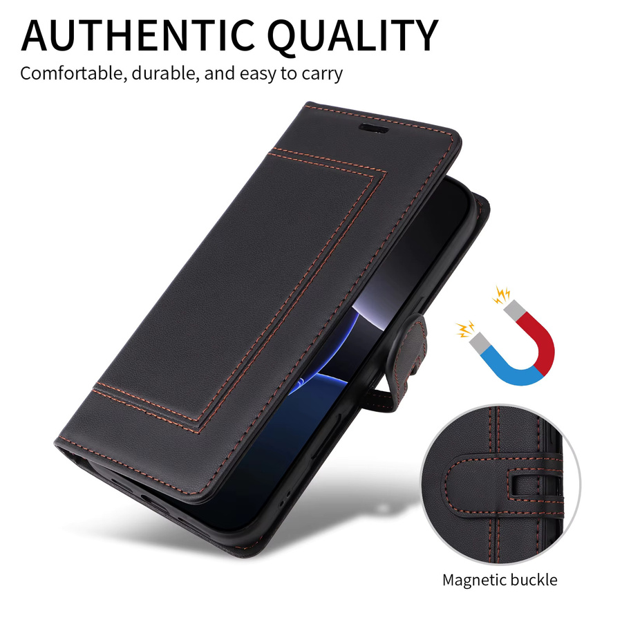 Business Leder Flip Handyhülle von aierkeba für iPhone Modelle in Rot mit Kartenetui und Taschenabdeckung - Bild 5