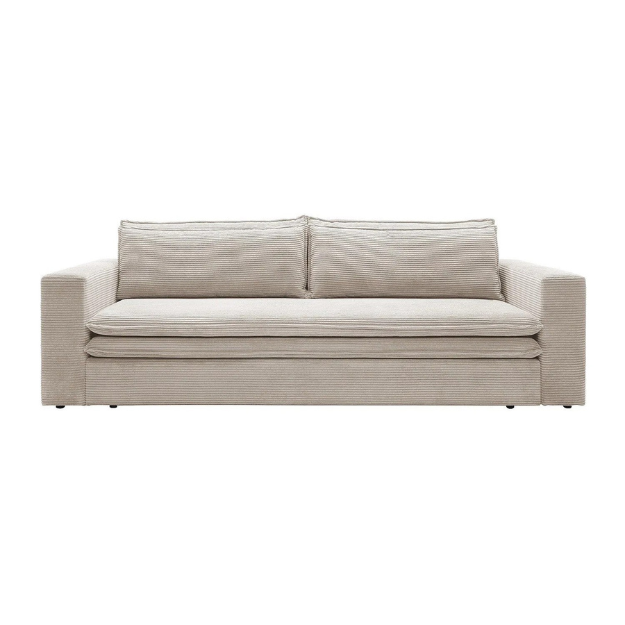Vente-unique Schlafsofa Tilia in Cremefarben mit Cord-Bezug und modernem Design, Breite: 244 cm - Bild 2