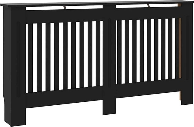 vidaXL Heizkörperverkleidung in Schwarz mit modernem Latten-Design aus MDF, B/T/H: 152 x 19 x 81,5 cm - Bild 1
