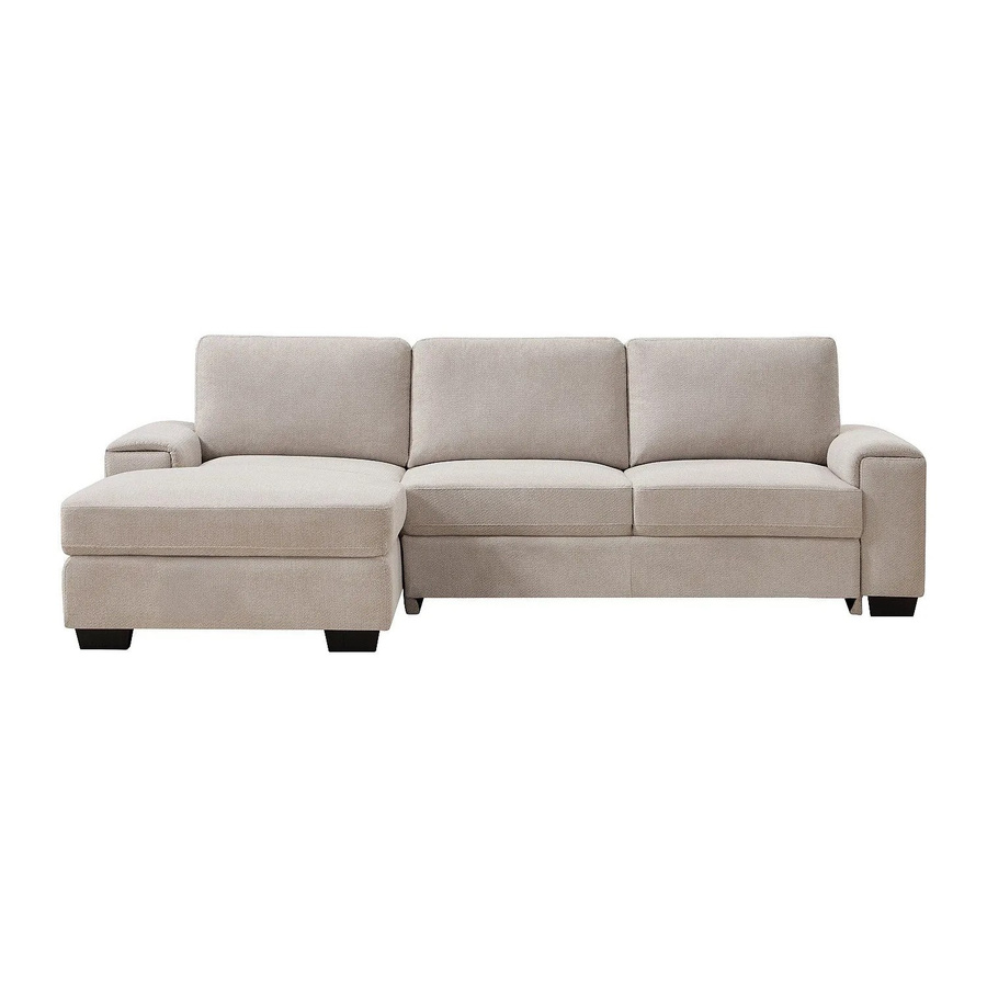 Vente-unique Schlafsofa Embapo in Beige mit L-Form und Stoffbezug, Breite: 260 cm, Tiefe: 153 cm, Höhe: 85 cm - Bild 2