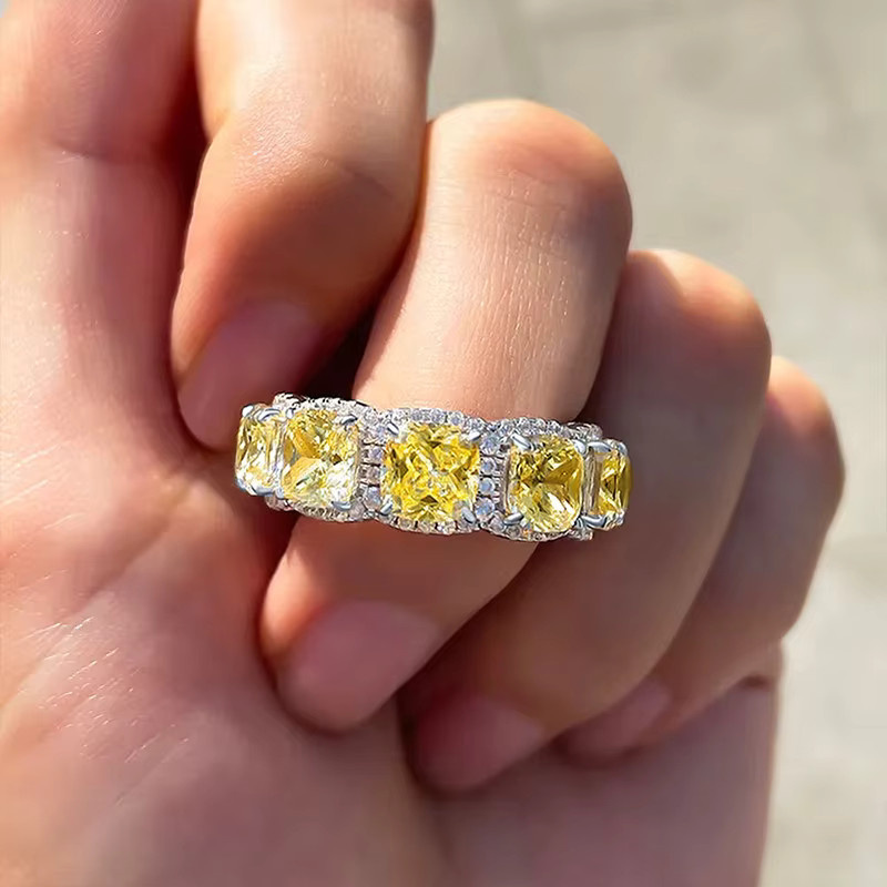 Huitan Ring, Silber, Gelbe Zirkonia, Damen - Bild 3
