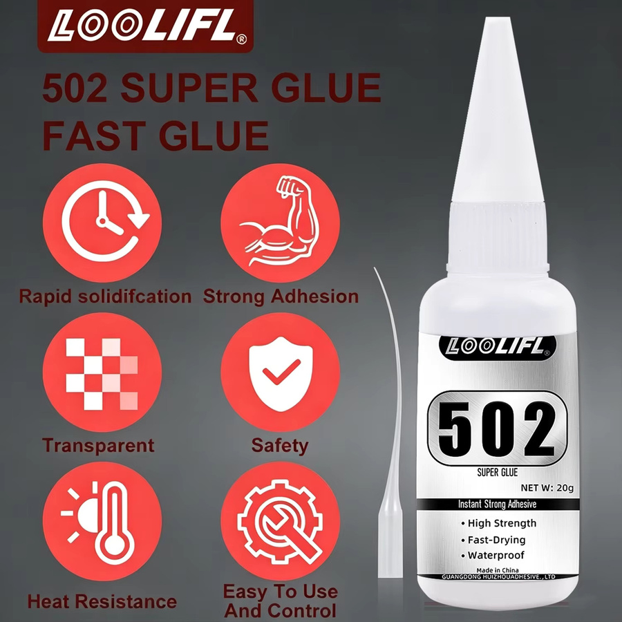 LOOLIFL Superkleber 502 Cyanacrylat-Flüssigkleber transparent für Hartplastik, Metall und Kunsthandwerk - Bild 2