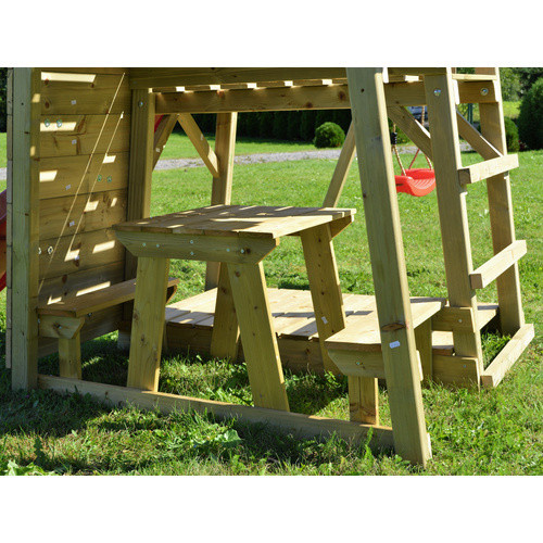 Wendi Toys Kinderspielturm Gorilla aus Holz mit Rutsche, Schaukel, Kletterwand und Sitzecke, Farbe: Natur/Braun, B/H/T: 270 x 270 x 290 cm - Bild 5