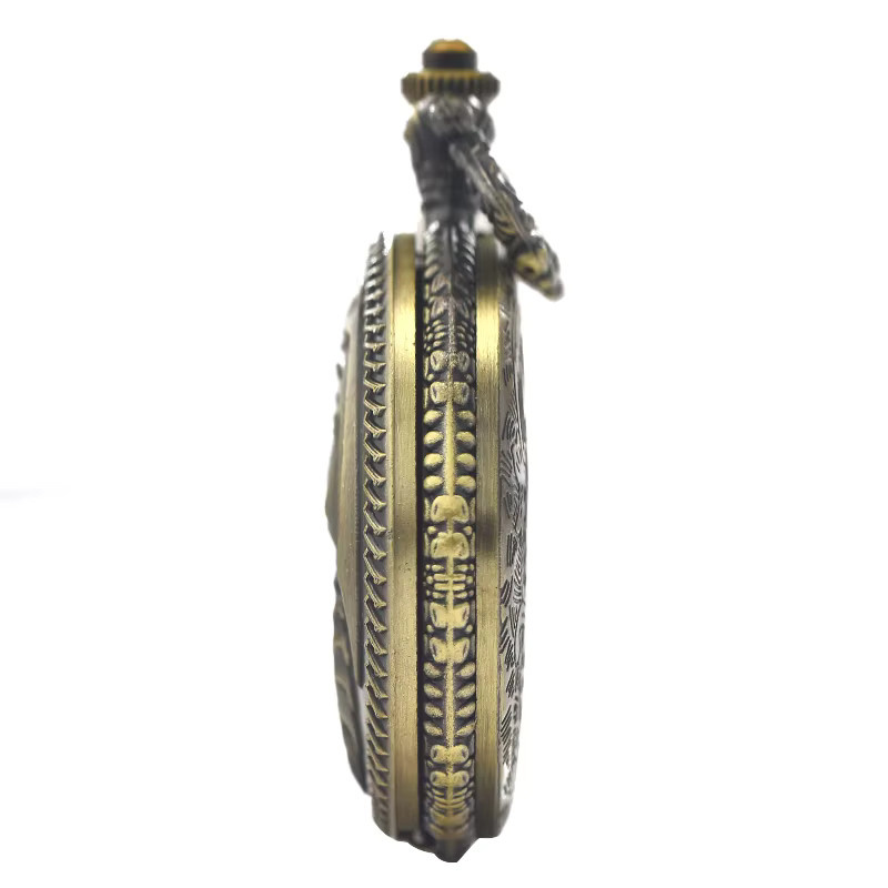 wecin Quarz-Taschenuhr, Drachenschnitzerei, Messing, Silber, Unisex - Bild 3