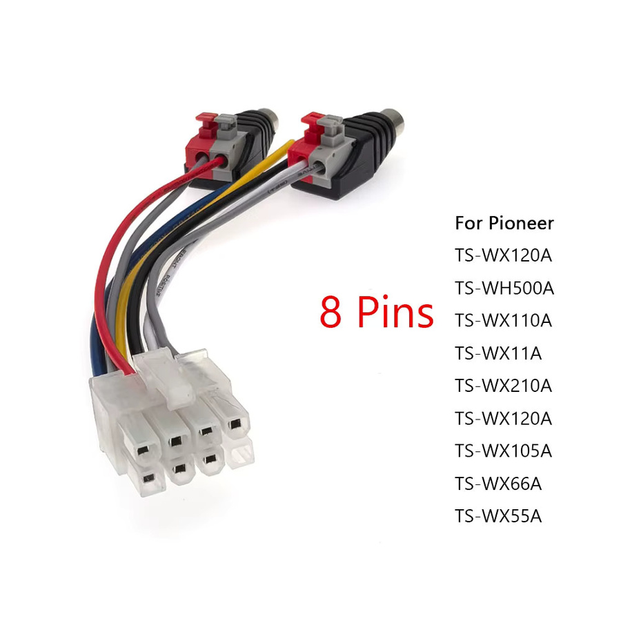 8-poliger Stromverstärker-Kabelbaum-Stecker RCA-kompatibel für Pioneer TS-WX120A TS-WH500A TS-WX110A TS-WX11A TS-WX210A - Bild 2