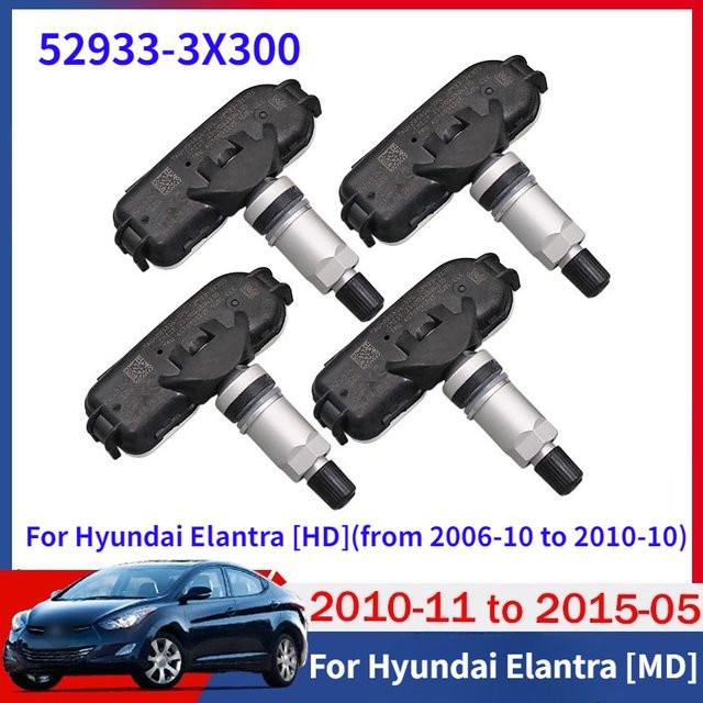 GANGLE TPMS Reifendruck Überwachung System 4er Set für Hyundai Elantra 2006-2010 [HD] und 2010-2015 [MD], Farbe: Schwarz - Bild 1