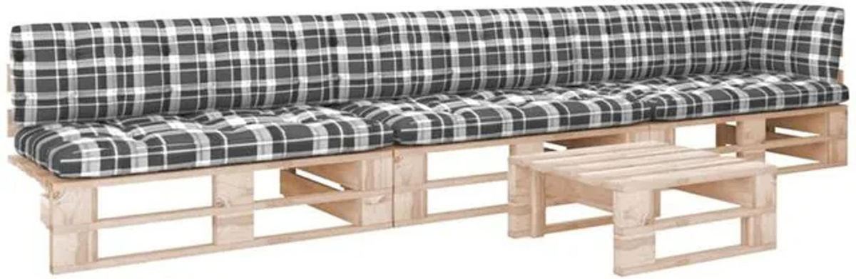 4-tlg. Paletten-Lounge-Set mit Kissen aus imprägniertem Kiefernholz in Grau von vidaxl - Bild 1