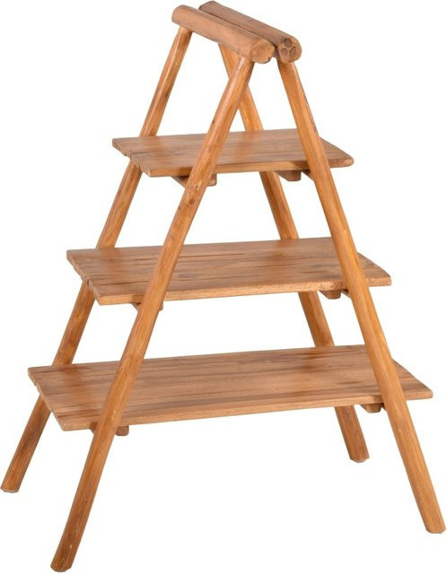 DELUKE Blumenregal JAN aus Teakholz in Teakbraun, Etagenregal für Pflanzen, B/T/H: 103 x 50 x 75 cm - Bild 1