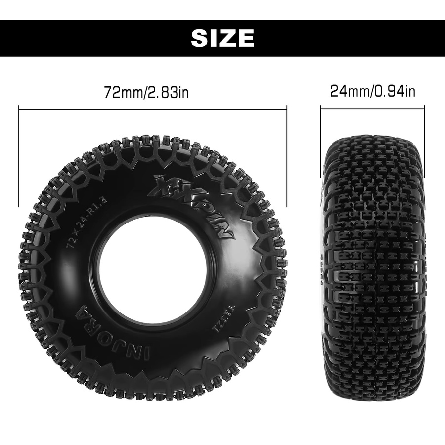 INJORA XHX Pin Reifen, 1,3", 72*24mm, für 1/18 1/24 Micro Crawler - Bild 3
