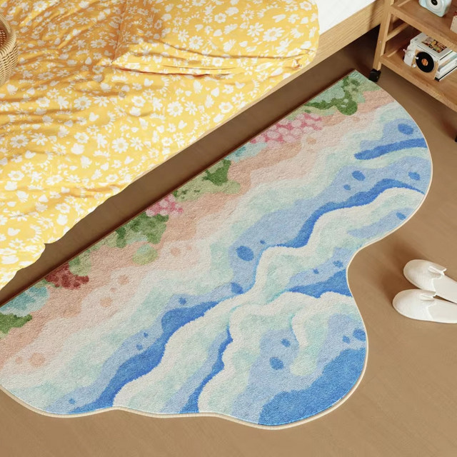 VIKAMA Fresh Ins Macaron Wave Bodenmatte mit Streifenmuster, blau, rutschfest und wasserabsorbierend, B/T: 120 x 40 cm - Bild 1