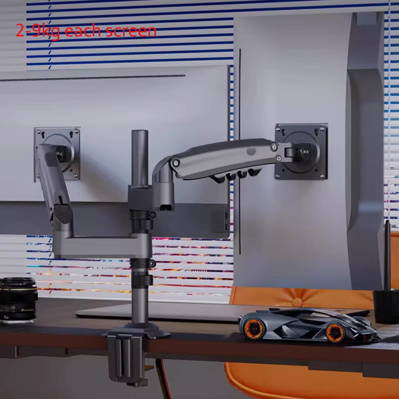 NB Doppelmonitor-Halterung mit Gasdruckfederarm für 17 bis 27 Zoll Monitore, Grau, VESA 200 x 100 mm, Traglast 2 bis 9 kg - Bild 2