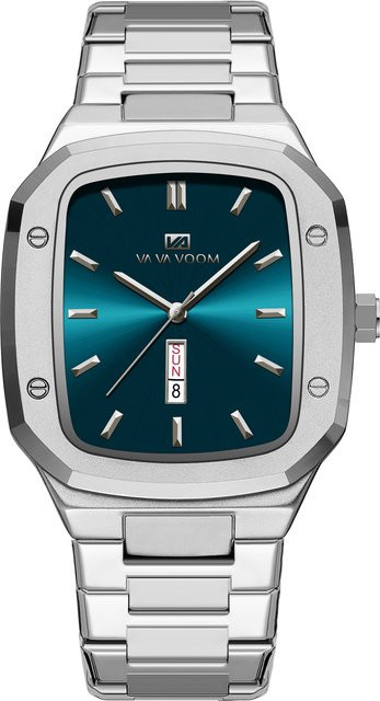 VA VA VOOM Armbanduhr, Edelstahl, Quarz, eckig, blau, Herren - Bild 1