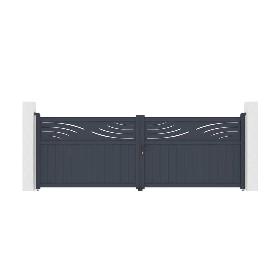 Casanoov Elektrisches Flügeltor Halti aus Aluminium in Grau inklusive Drehtorantrieb Ranger B150, B: 392 cm, H: 140 cm - Bild 2