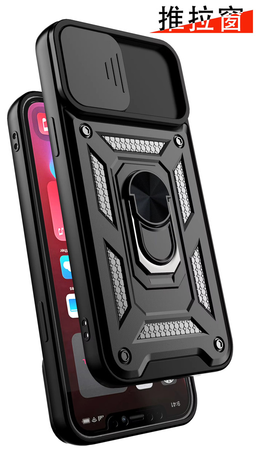 Stoßfeste iPhone 12 Pro Max Schutzhülle mit Kamera-Objektivschutz und magnetischer Auto-Halterung in Schwarz - Bild 6