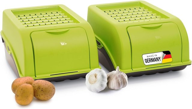 Novaliv Kartoffel- und Zwiebelaufbewahrungsbox Set, 2er Pack, Grün, stapelbar, 3,5 l pro Box - Bild 1
