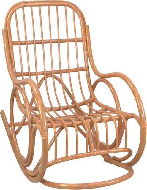 Schaukelstuhl aus Rattan von Möbel direkt online in Braun mit Armlehnen - Bild 1