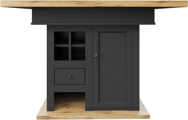 okwish Esstisch klappbar und ausziehbar für 4-6 Personen in Natur/Schwarz, B/T/H: 80 x 80 x 75 cm - Bild 1