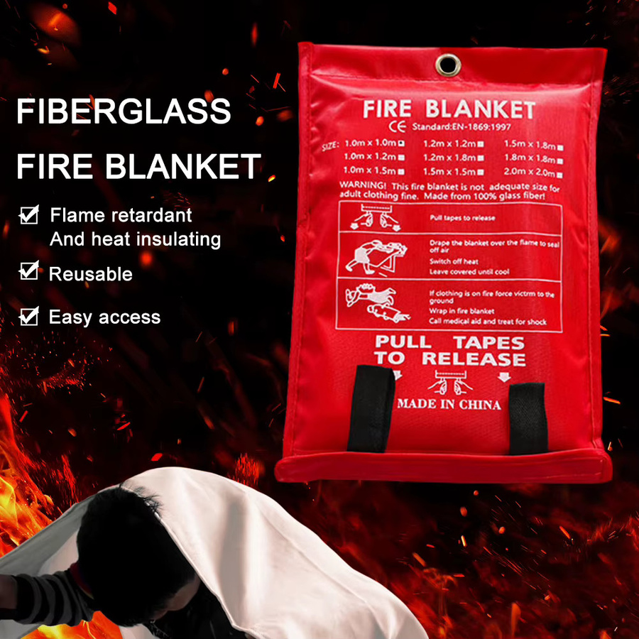 Feuerlöschdecke aus Glasfaser von APWIKOGER zur Wärmeisolierung und als feuerhemmende Notfall-Decke für Küche, Kamin, Grill und Camping - Bild 3