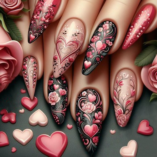 Künstliche Nägel, rosa, glänzend, 24 Stück - Bild 1