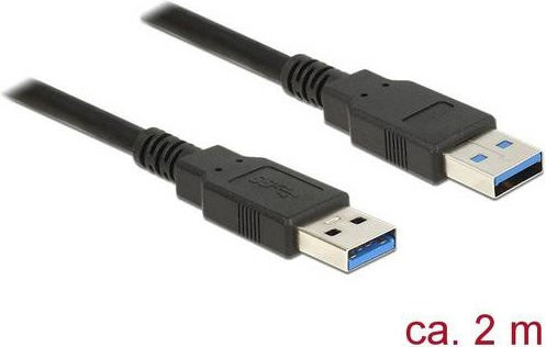 Delock USB 3.2 Gen1 Kabel mit USB-A Stecker, 2,00 m, Schwarz mit vergoldeten Steckkontakten, 85062 - Bild 1