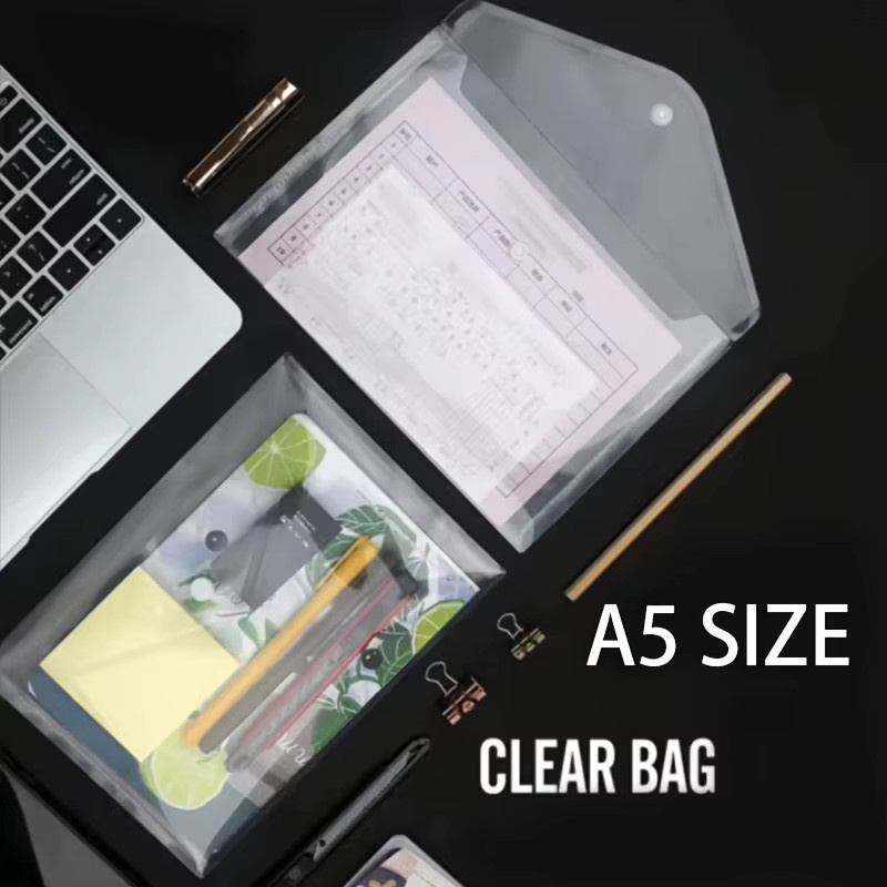12er Packung transparente A5 Aktentaschen aus PP-Kunststoff mit Druckknopf zur Aufbewahrung - Bild 2