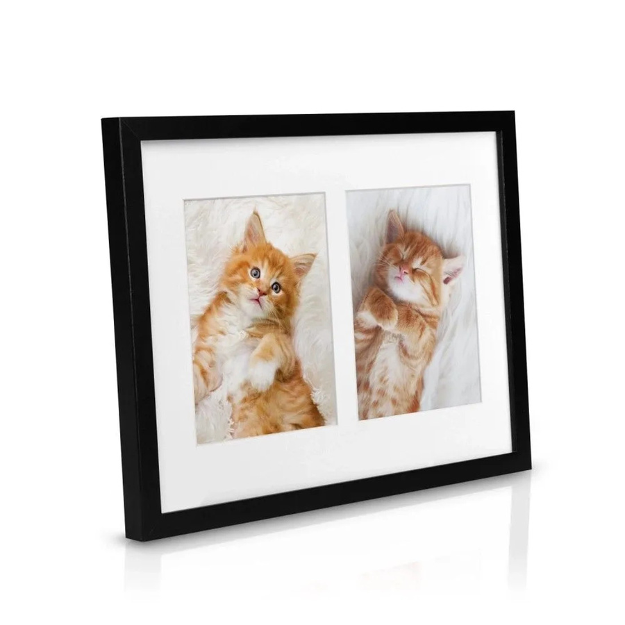 Bomoe Galeria Bilderrahmen für 2 Bilder in Schwarz mit Kunststoffglas und MDF-Holz, Maße: 9 x 13 cm - Bild 2