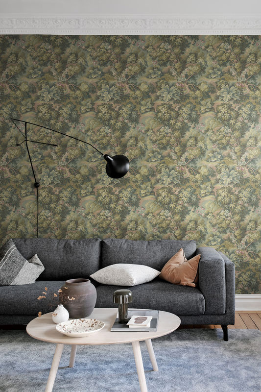 Rebel Walls Tapete Blooming Park in Green mit floralem Vintage-Design und botanischem Mural-Motiv aus Vlies - Bild 2