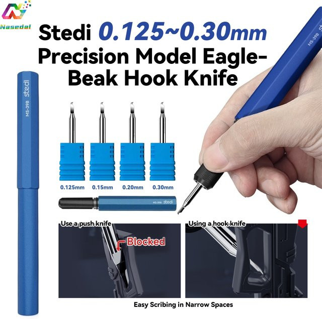 Stedi Präzisions-Adler-Schnabel-Hakenmesser aus gehärtetem Stahl in Blau für Modellbau und Handwerk - Bild 1