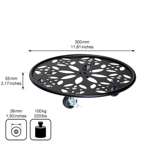WAGNER SYSTEM Multiroller Pflanzenroller aus Metall in Schwarz mit Ø 30 cm - Bild 4