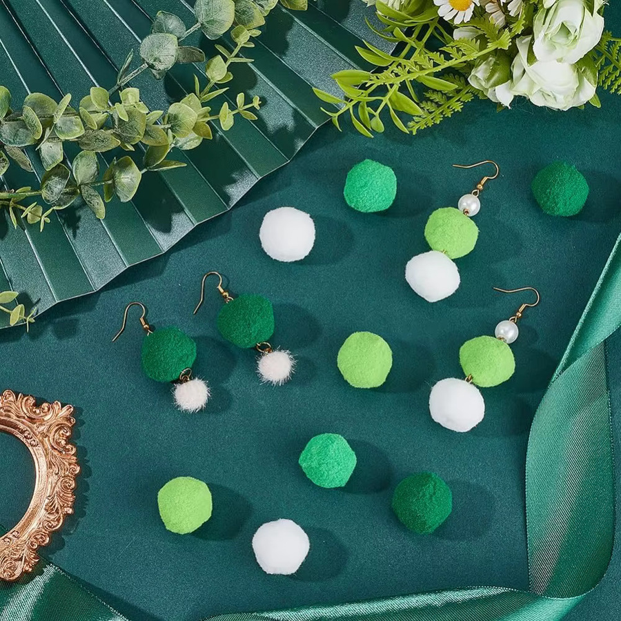 100 Stück grüne Bastel-Pompons aus Polyester, Durchmesser: 25 mm, weiche Mini-Pompom-Kugeln zum Dekorieren - Bild 4