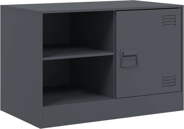 vidaXL TV-Schrank aus Metall in Anthrazit, modernes Design für dein Wohnzimmer, B/T/H: 67 x 39 x 44 cm