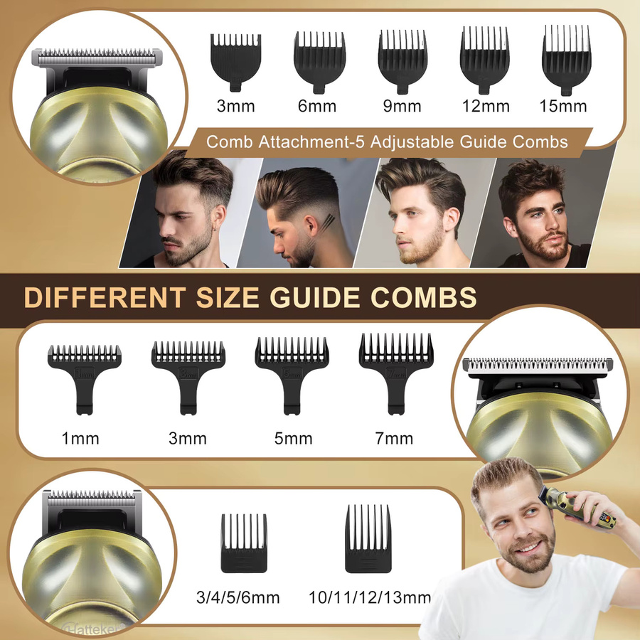 Hatteker 8-in-1 Haarschneidemaschinen-Set, Gold, Unisex - Bild 6