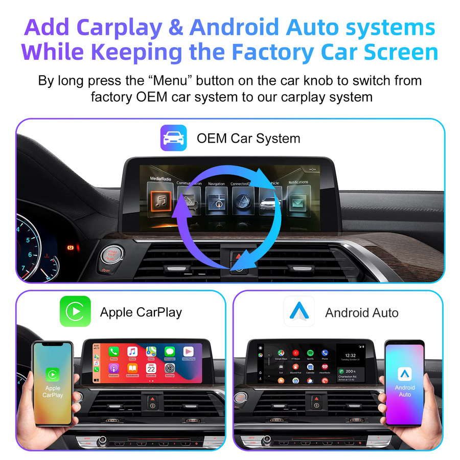 LEXXSON Wireless CarPlay und Android Auto Retrofit Kit Decoder Box für BMW EVO MGU ID5 ID6 ID7 Systeme mit Wi-Fi - Bild 3