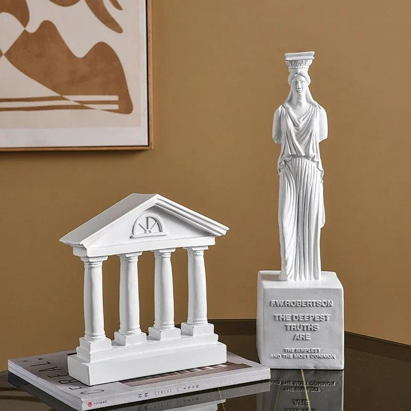 Abstrakte Skulptur im nordischen Stil als kreative griechische Göttinnenstatue aus Harz in Weiß für deine Tischdekoration - Bild 1