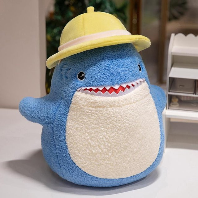 Yiran toy Haifisch-Stofftier, blau, mit gelbem Hut, 50cm - Bild 1
