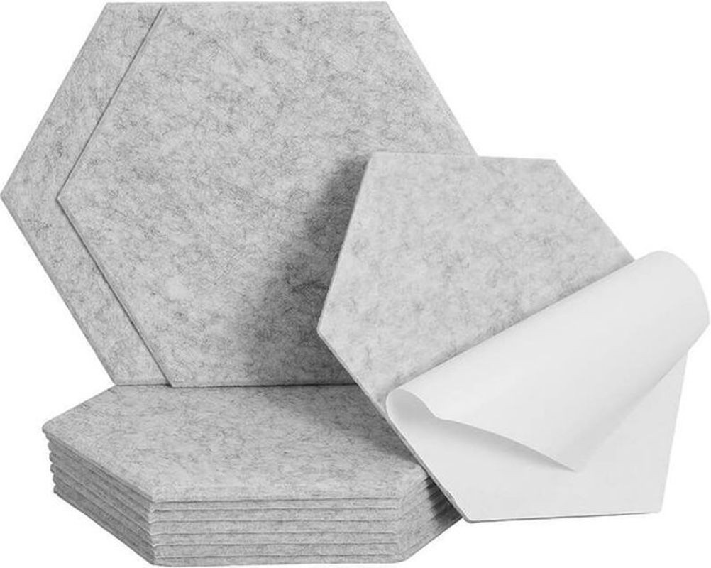 HOME DELUXE Akustikplatten Hexagon SILENT selbstklebend, 20er Set, Grau, Schallabsorber Wanddekoration - Bild 1