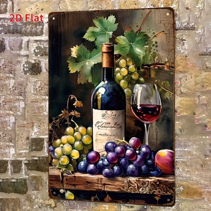 HELLOYOUNG Wanddekoration mit Weinmotiv und Blättern, rechteckiges Kunstwerk in Multicolour, B/H: 30 x 20 cm - Bild 4