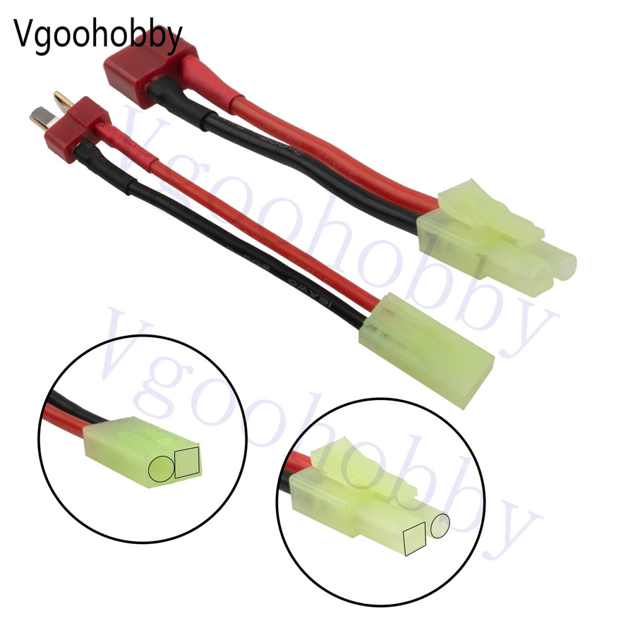 Adapter von Mini Tamiya Style (umgekehrt) auf T-Stecker mit 8 cm 16 AWG-Drahtkabel in Rot für Airsoft-Pistolen - Bild 2